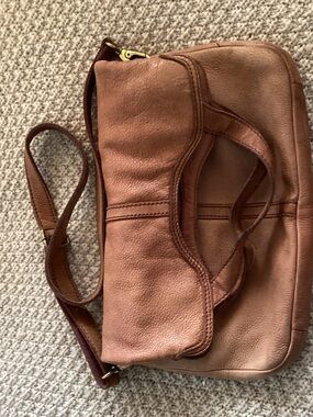Fossil Tan Pebbled Leather Shoulder Bag